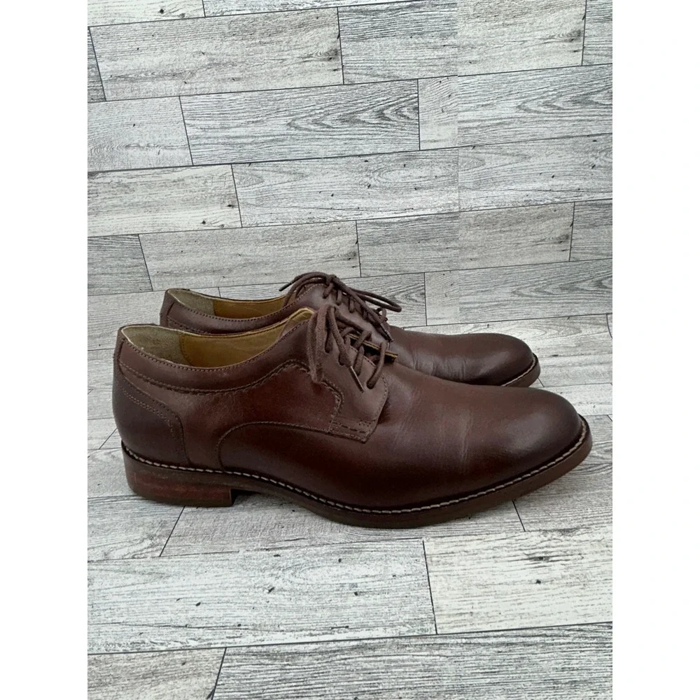 Johnston & Murphy Mens Brown‎ Leather Oxford Dress Shoes Size 9M Made in Brazil